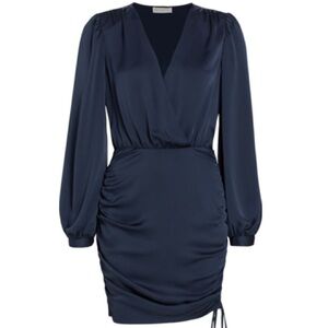 Ramy brook foxy v neck ruched mini dress navy blue